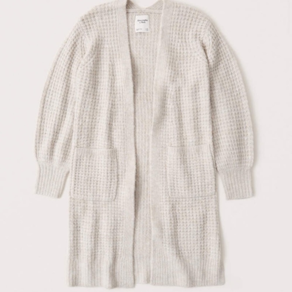 Abercrombie & Fitch Waffle Stitch Duster Cardigan Gray Size Medium NWT